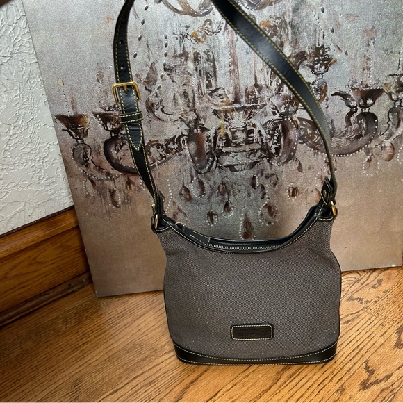 Dooney & Bourke Canvas Tweed Leather Shoulder Bag - Picture 2 of 16